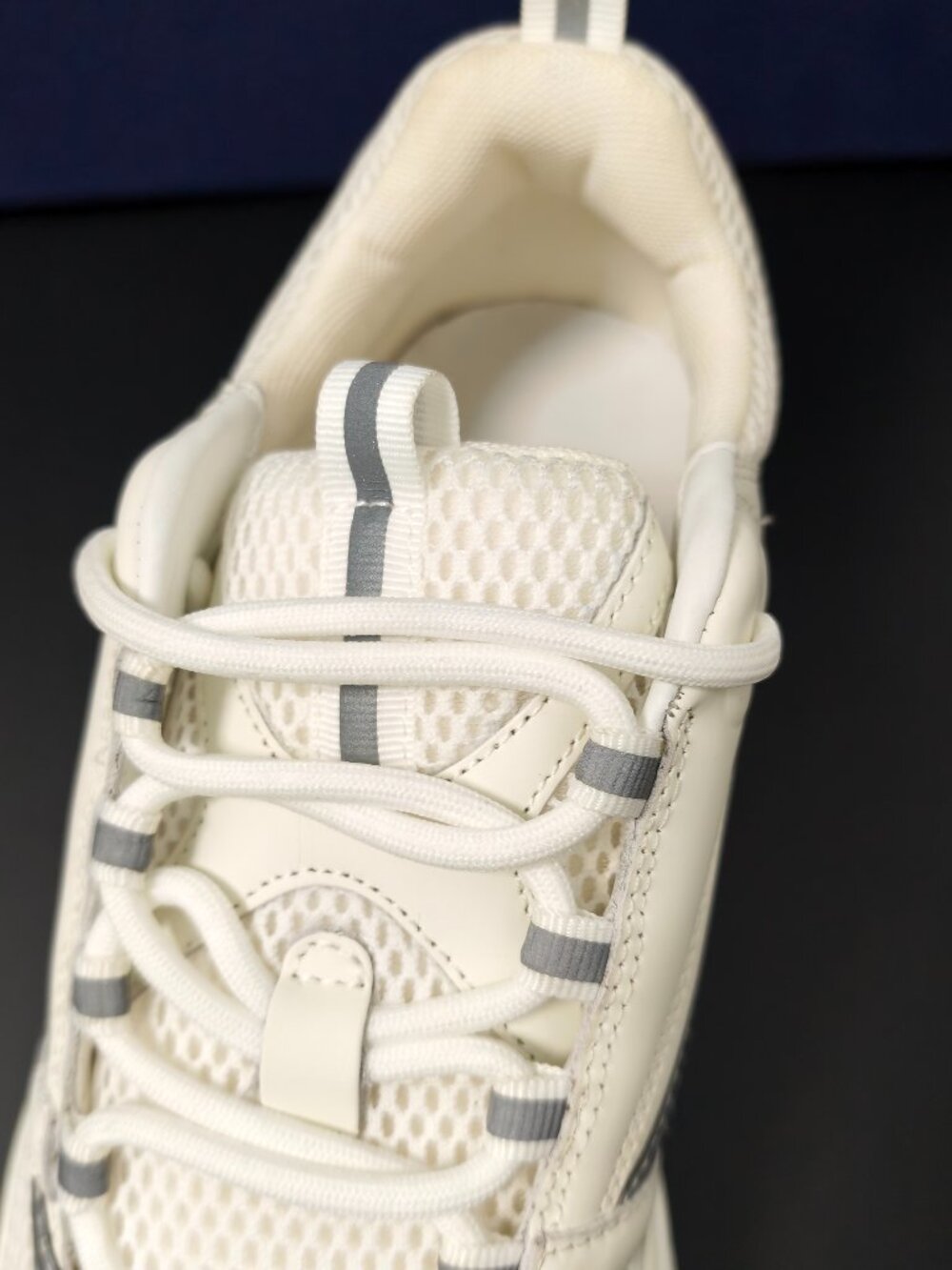 Dior B22 White Grey Mesh Leather Sneakers Men’s Size 43 Made in Italy - Picture 6 of 12